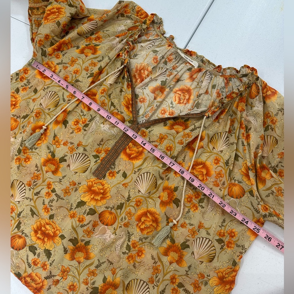 Spell & The Gypsy Seashell Floral Blouse Boho Peasant Autumn Harvest Festival L - Picture 6 of 16